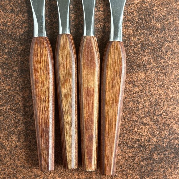 Mid Century Modern Steak Knives With Wood Handles Set Of Four - Picture 5 of 6